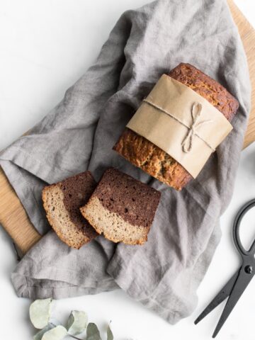 Banana Bread wrapped in brown paper