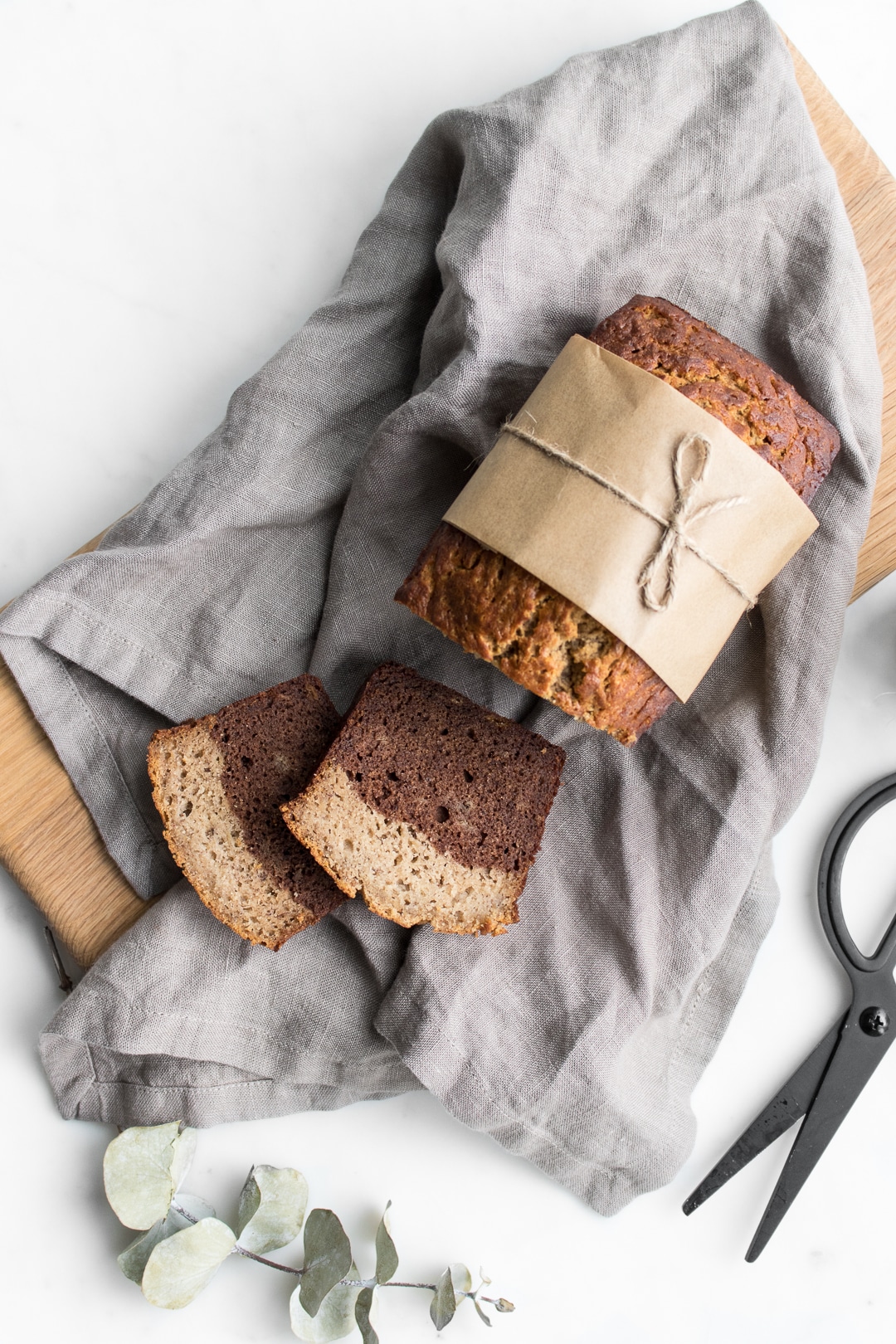 Banana Bread wrapped in brown paper