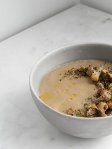 Roasted Cauliflower Soup bowl of soup