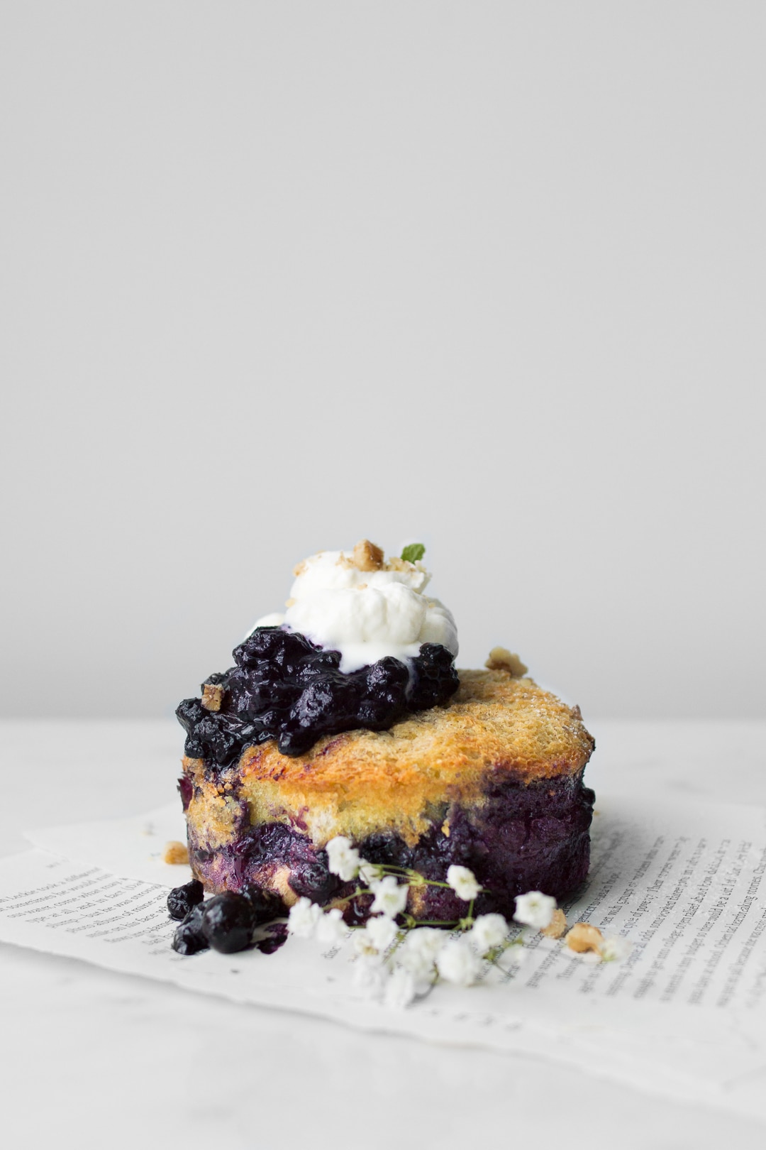 Blueberry French Toast Cake with flowers 