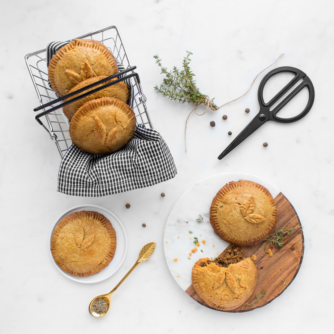 Flat lay of Curried Pork Patty Pies
