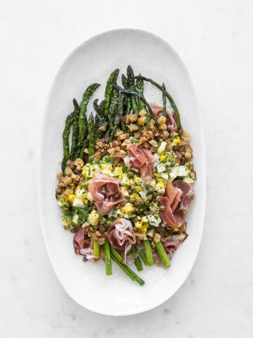 Platter of Polonaise Asparagus Salad with Prosciutto