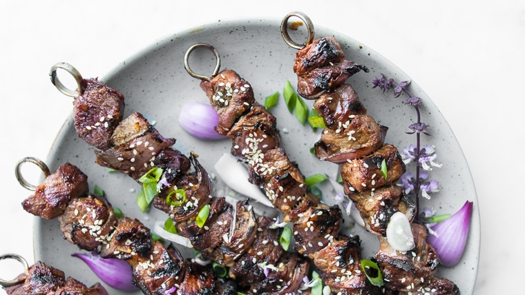 Skewered Beef and Scallions