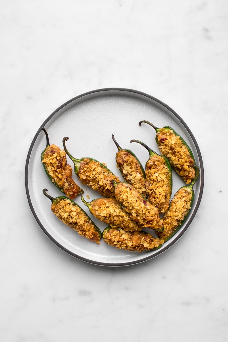 Plate of roasted jalapeno poppers