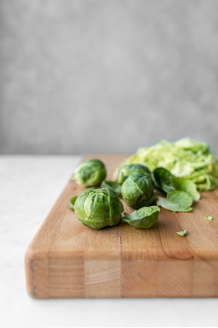 Brussels Sprouts on a cutting board