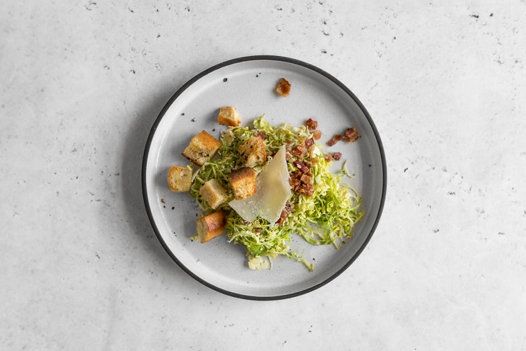 Plate of Brussels Sprout Caesar Salad