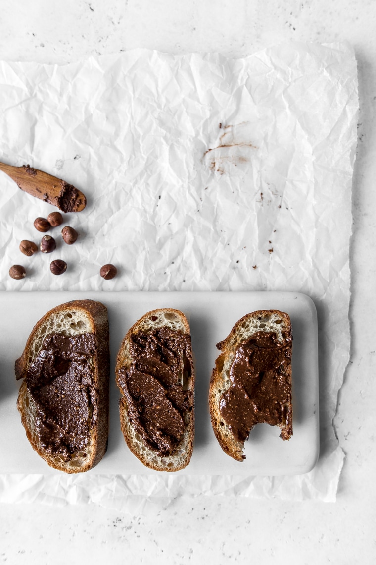 Toast with Homemade Chocolate Hazelnut Spread