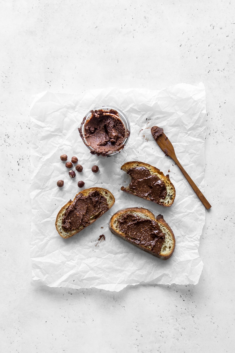 Toast topped with Homemade Chocolate Hazelnut Spread