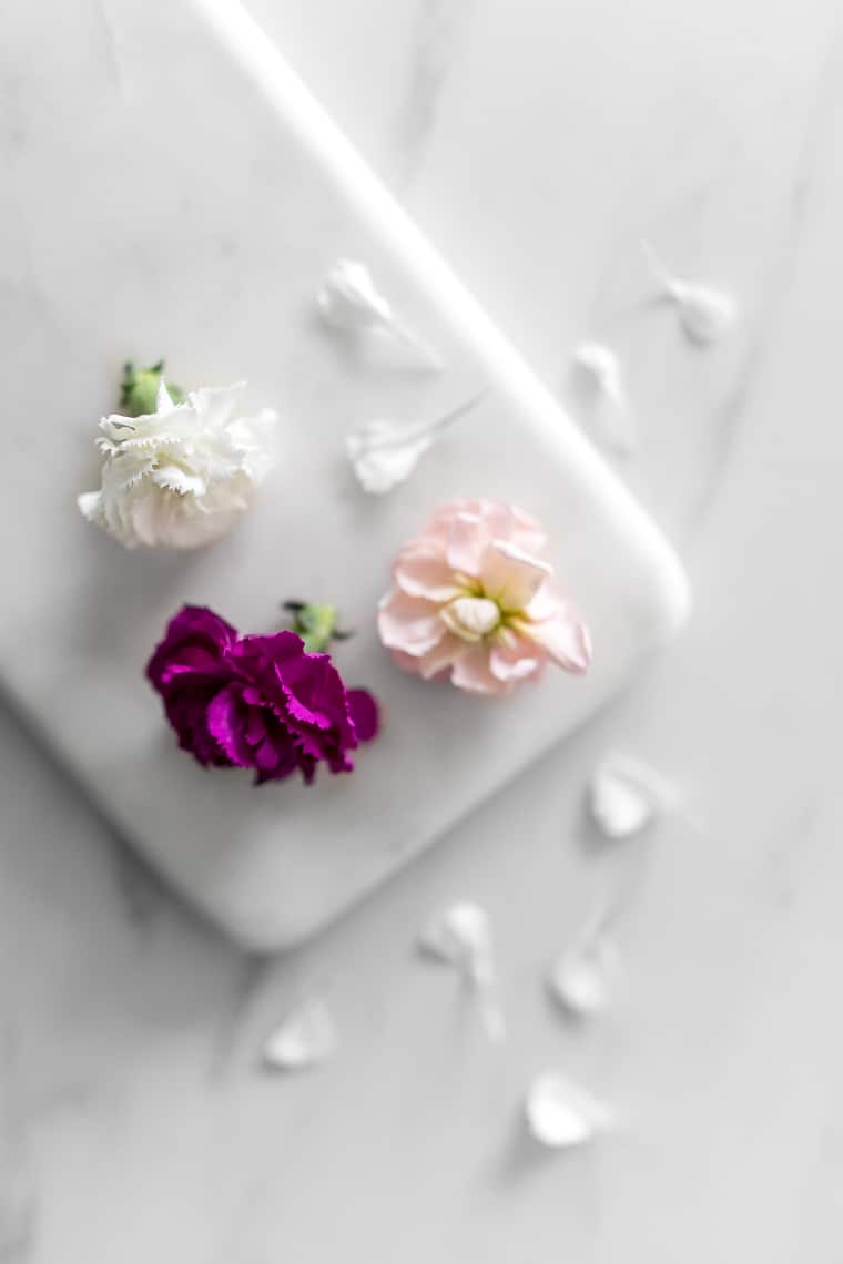 Edible Flowers on a Marble Board