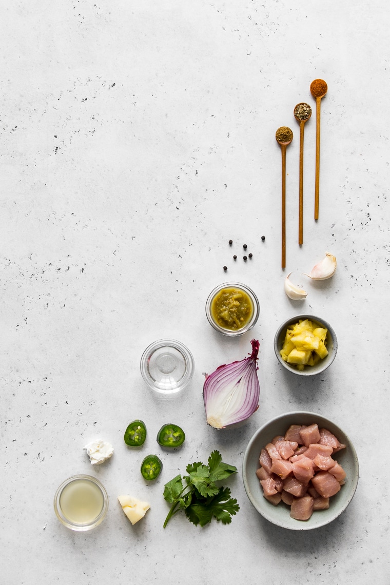 Ingredients for Pork Enchiladas laid out on a table