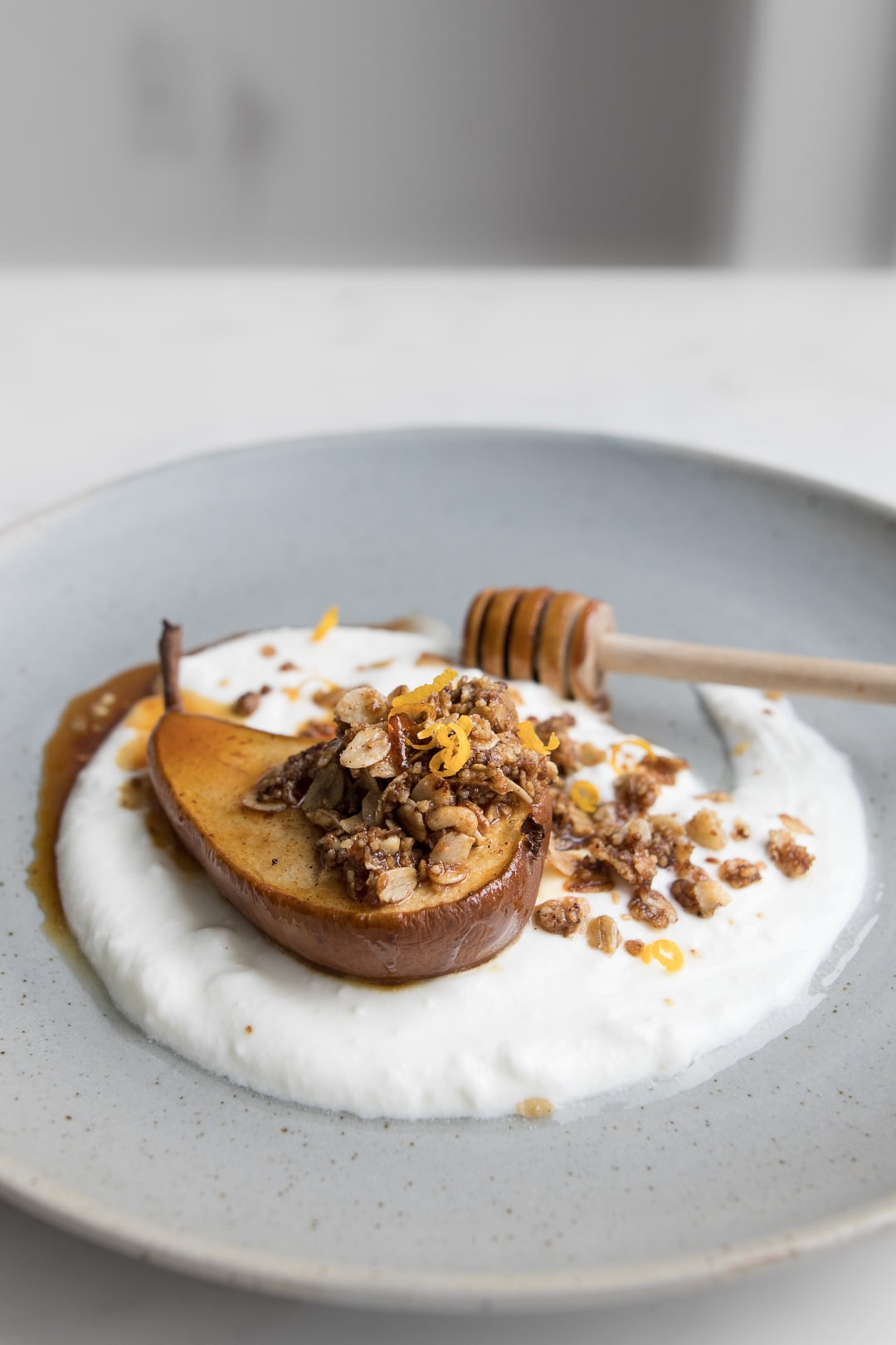 Honey Roasted Pear with Yogurt & Walnut Streusel Chef Sous Chef