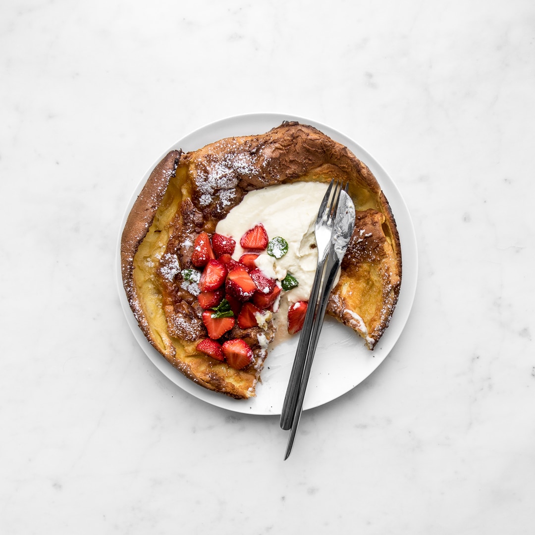 Dutch Baby Pancake with Strawberries and Maple Whipped Sour Cream