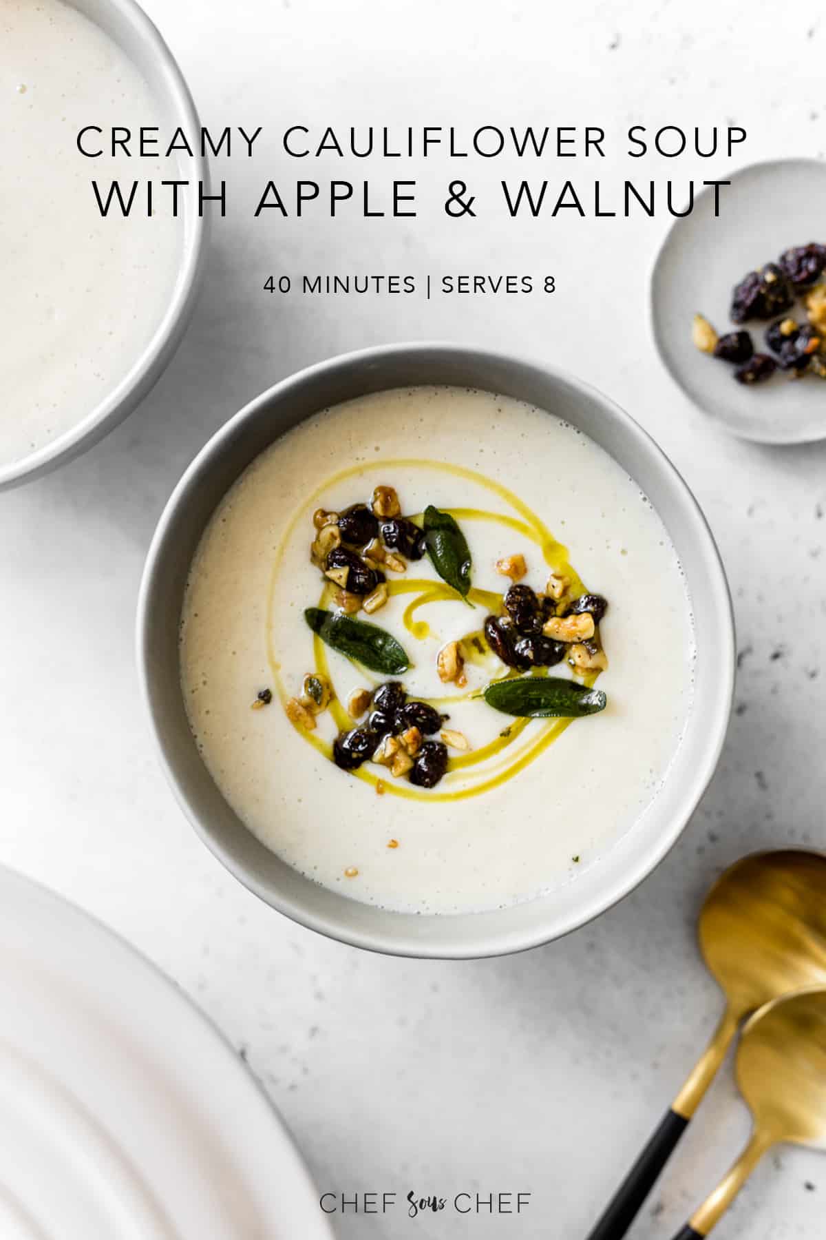 Cauliflower Soup with walnuts and sage with text
