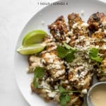 plate of loaded chicken wings with recipe title