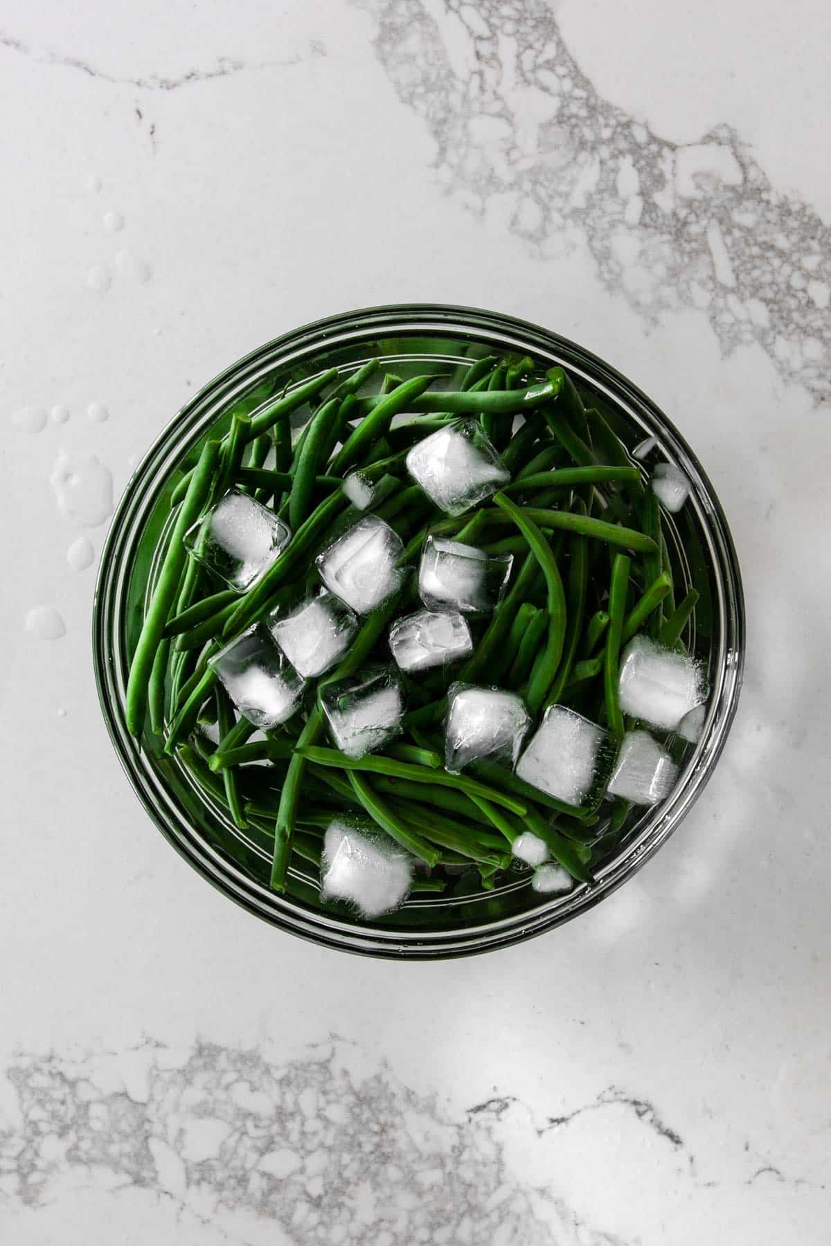 Green Beans in ice water