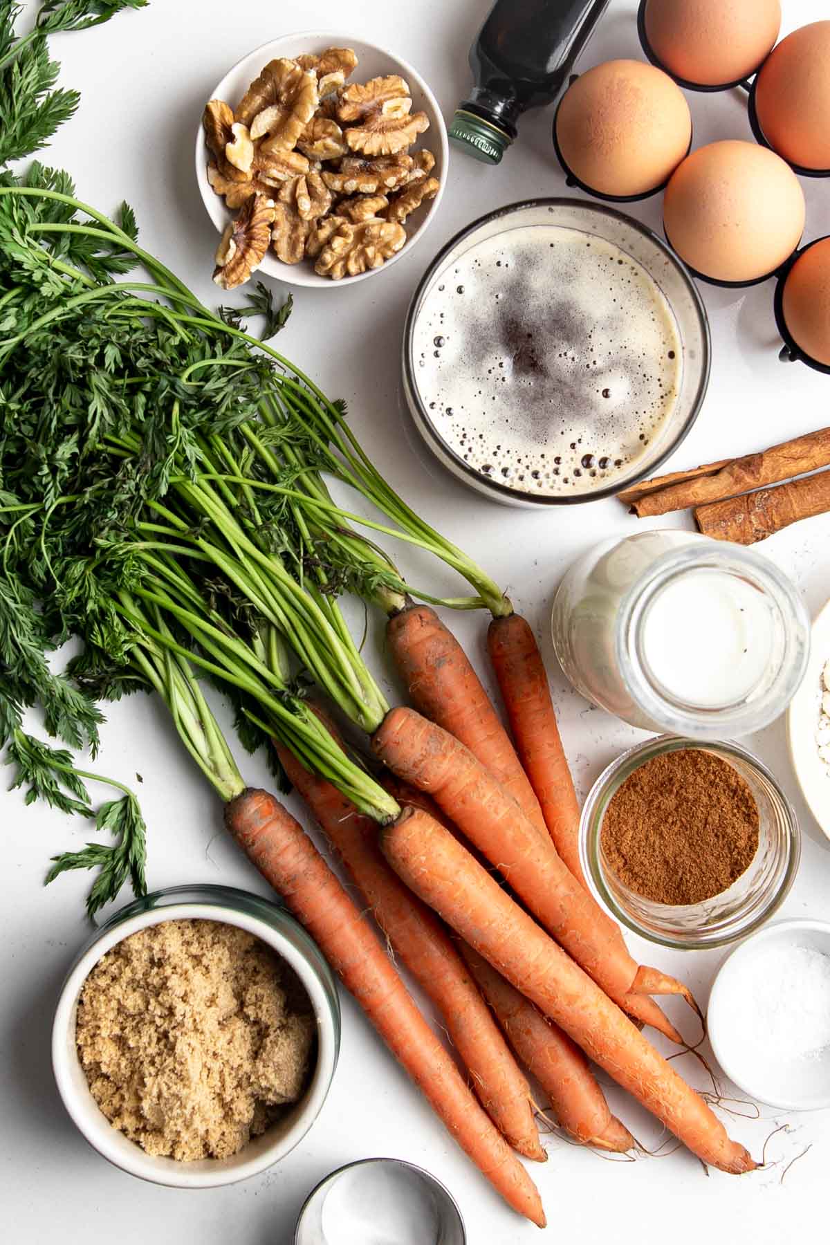 Ingredients to make Carrot Cake Muffins with Brown Butter Frosting