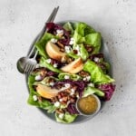 Thanksgiving Salad arranged on blue platter square