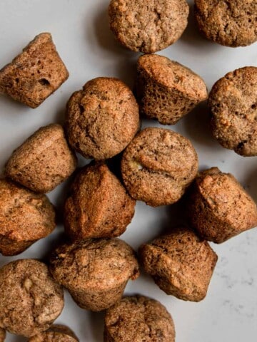 mini banana muffins on a table.