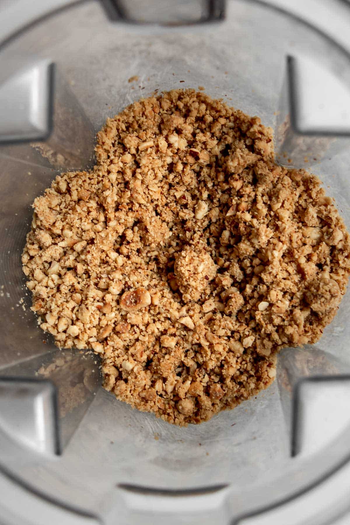 Crumbly hazelnut butter in a vitamix.