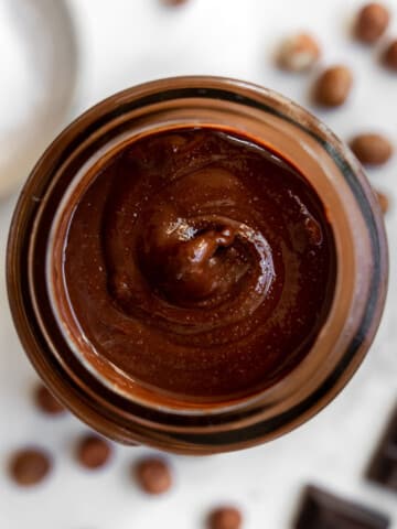 chocolate hazelnut spread in a jar.
