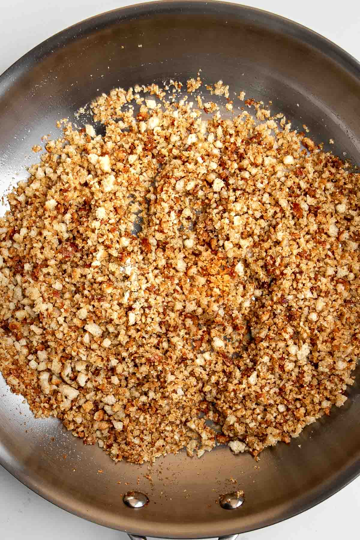 toasted bread crumbs in a skillet.