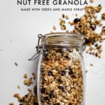 stovetop nut free granola recipe in a jar.