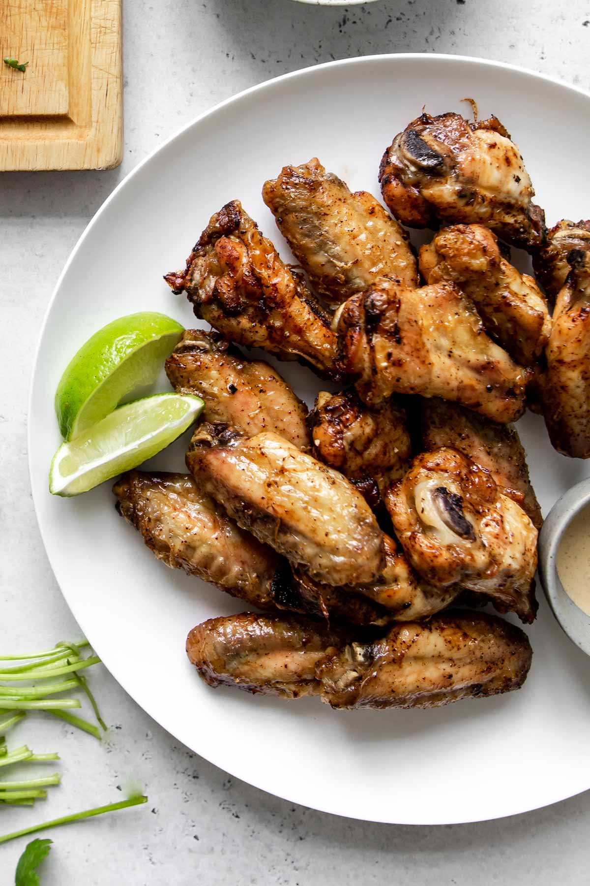 Chicken wings tossed in lime juice and salt and pepper.
