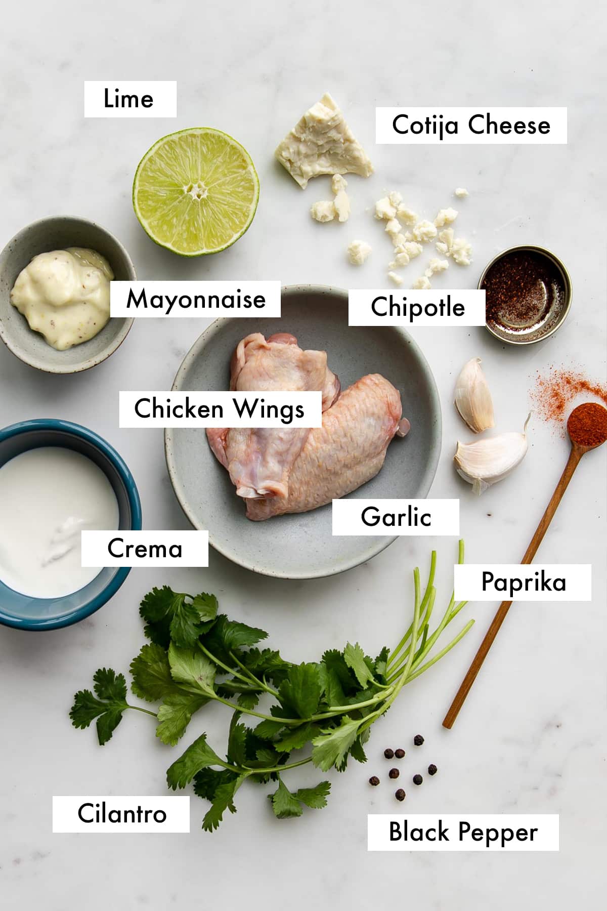 ingredients to make Mexican chicken wings.