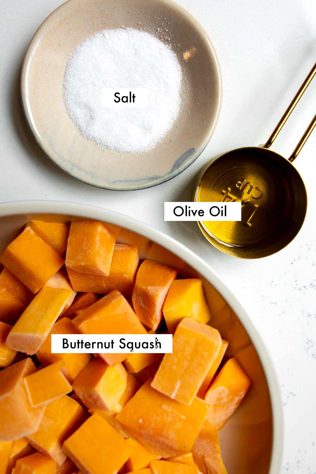 ingredients to make frozen roasted butternut squash.